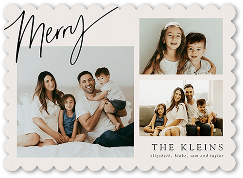 Elegant Showcase Holiday Card, Grey, 5x7 Flat, Christmas, Matte, Signature Smooth Cardstock, Scallop
