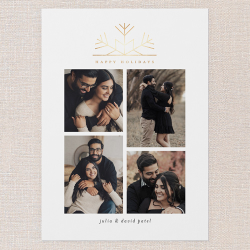 Modern Snowflake Gallery Holiday Card, White, 5x7 Flat, Holiday, Luxe Double-Thick Cardstock, Square