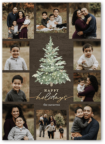 Watercolor Tree Holiday Card, Brown, 5x7 Flat, Holiday, 100% Recycled Cardstock , Square, Coffee