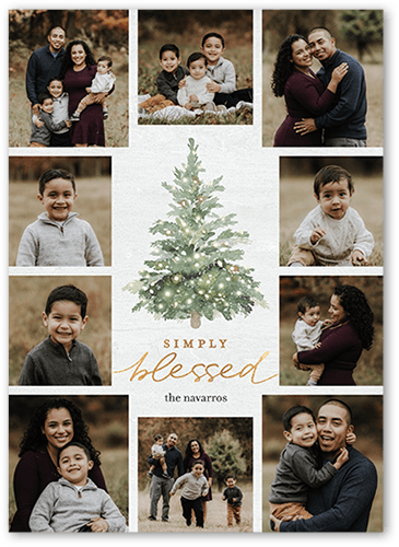 Watercolor Tree Holiday Card, White, 5x7 Flat, Religious, Matte, Signature Smooth Cardstock, Square, White