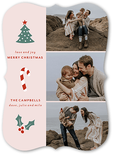 Festive Figures Holiday Card, Beige, 5x7 Flat, Christmas, Pearl Shimmer Cardstock, Bracket