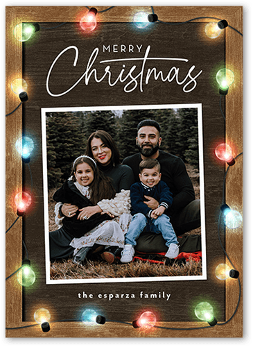 Colorful Bulb Lights Holiday Card, Brown, 5x7 Flat, Christmas, Standard Smooth Cardstock, Square
