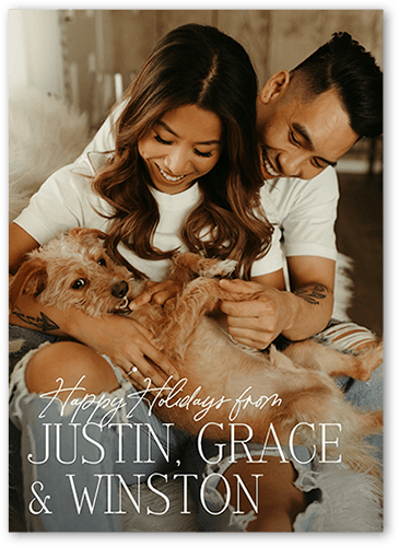 Large Names Holiday Card, White, 5x7 Flat, Holiday, Pearl Shimmer Cardstock, Square, White