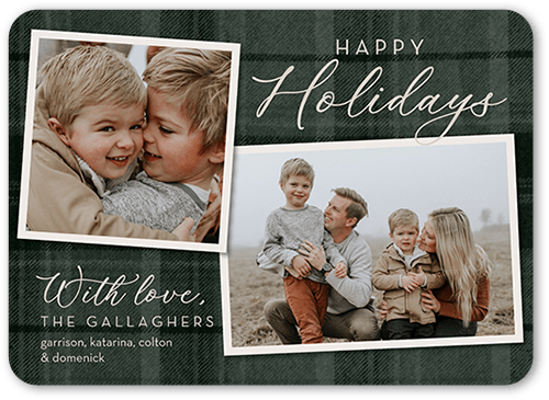 Soft Flannel Holiday Card, Green, 5x7 Flat, Holiday, Matte, Signature Smooth Cardstock, Rounded, Sage