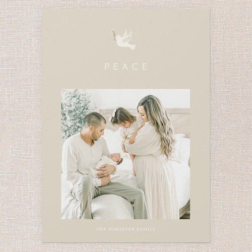 Peaceful Simplicity Holiday Card, Beige, 5x7 Flat, Holiday, Pearl Shimmer Cardstock, Square, Beige