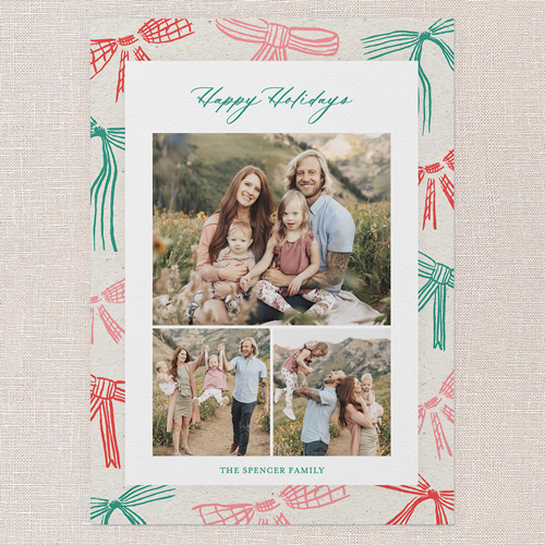 Artsy Bows Holiday Card, Green, 5x7 Flat, Holiday, Matte, Signature Smooth Cardstock, Square, Deep Sea Green