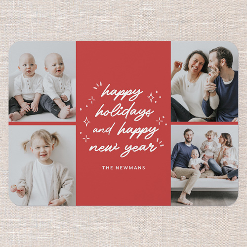 Twinkle Type Holiday Card, Red, 5x7 Flat, Holiday, Matte, Signature Smooth Cardstock, Rounded, Ruby