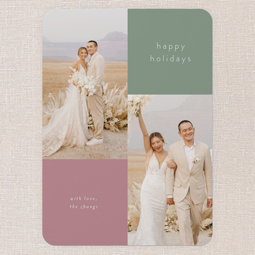 Simple Squared Holiday Card, Green, 5x7 Flat, Holiday, 100% Recycled Cardstock , Rounded, Rosemary