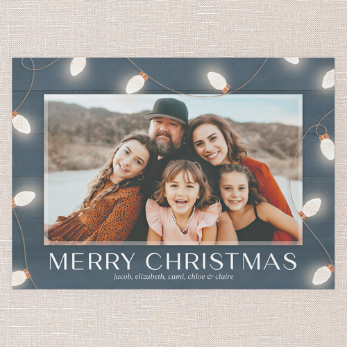 Classic String Lights Holiday Card, Blue, 5x7 Flat, Christmas, Matte, Signature Smooth Cardstock, Square, Blue