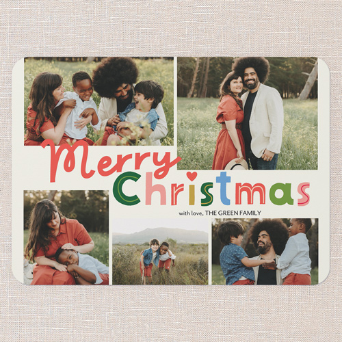 Cheerful Colors Holiday Card, White, 5x7 Flat, Christmas, Standard Smooth Cardstock, Rounded, White