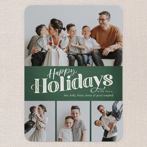 Classic Christmas Charm Holiday Card, Green, 5x7 Flat, Holiday, Matte, Signature Smooth Cardstock, Rounded, Kale