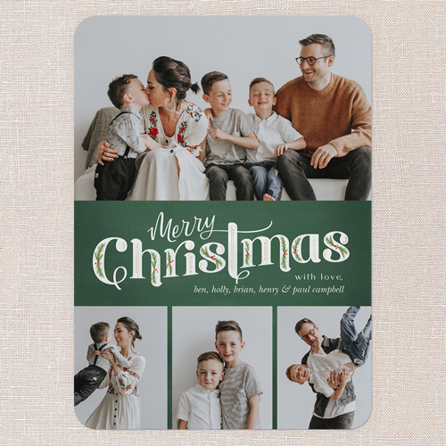 Classic Christmas Charm Holiday Card, Green, 5x7 Flat, Christmas, Matte, Signature Smooth Cardstock, Rounded, Kale
