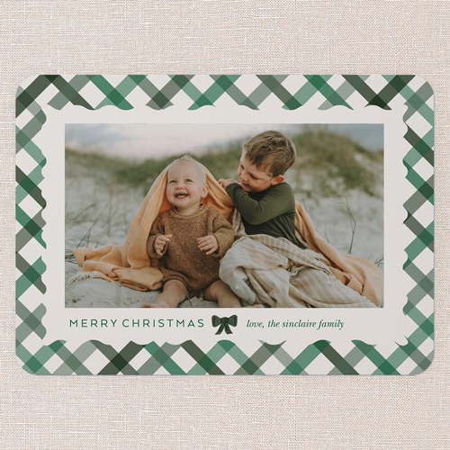 Blissful Bows Holiday Card, Green, 5x7 Flat, Write Your Own, Matte, Signature Smooth Cardstock, Rounded, Forest