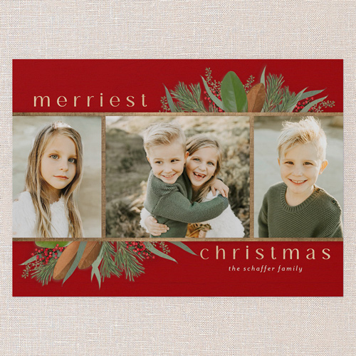 Fantastic Foliage Holiday Card, Red, 5x7 Flat, Christmas, Matte, Signature Smooth Cardstock, Square, Marsala