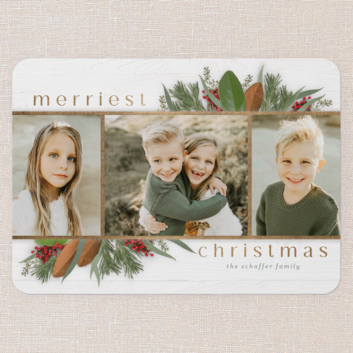 Fantastic Foliage Holiday Card, White, 5x7 Flat, Christmas, Matte, Signature Smooth Cardstock, Rounded, White