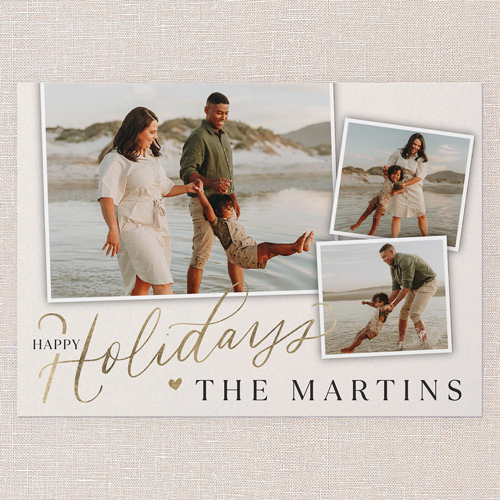 Snapshot Simplicity Holiday Card, Beige, 5x7 Flat, Holiday, Pearl Shimmer Cardstock, Square, Antique White