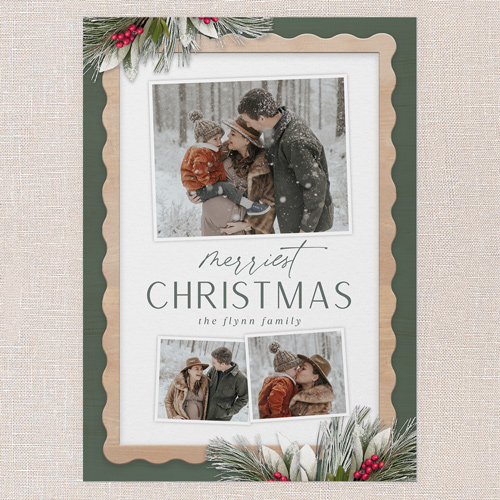 Captivating Classic Holiday Card, Green, 5x7 Flat, Christmas, Luxe Double-Thick Cardstock, Square