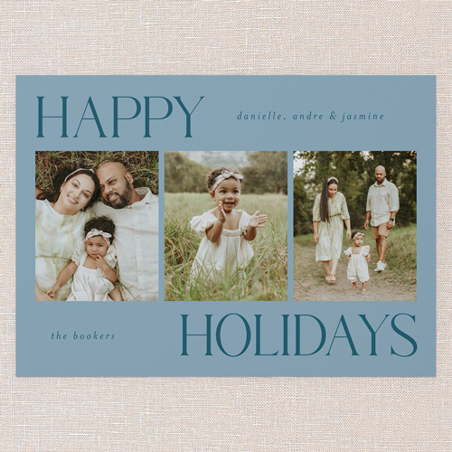 Simplistic Style Holiday Card, Blue, 5x7 Flat, Holiday, 100% Recycled Cardstock , Square, Marine