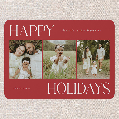 Simplistic Style Holiday Card, Red, 5x7 Flat, Holiday, 100% Recycled Cardstock ?, Rounded