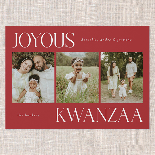 Simplistic Style Holiday Card, Red, 5x7 Flat, Kwanzaa, Pearl Shimmer Cardstock, Square, Spanish Red