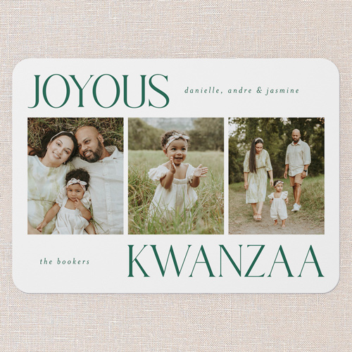 Simplistic Style Holiday Card, White, 5x7 Flat, Kwanzaa, Standard Smooth Cardstock, Rounded, White