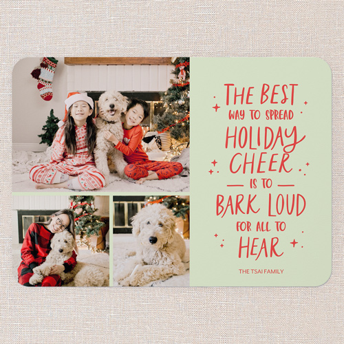 Canine Cheer Holiday Card, Green, 5x7 Flat, Holiday, Standard Smooth Cardstock, Rounded