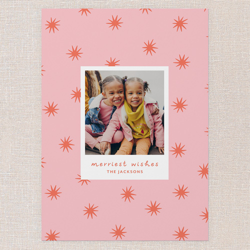 Starburst Smiles Holiday Card, Pink, 5x7 Flat, Christmas, Matte, Signature Smooth Cardstock, Square