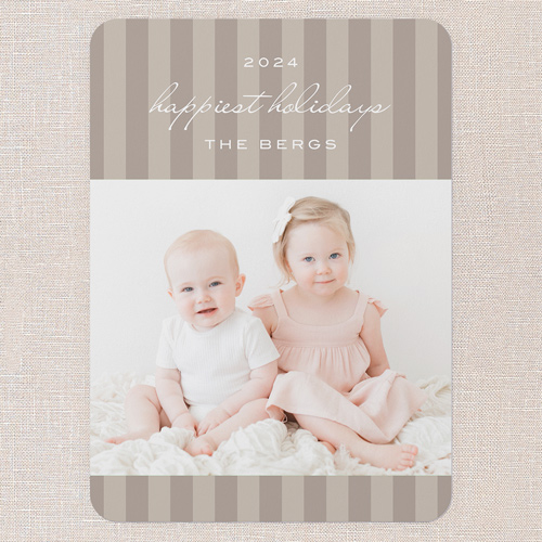 Two Toned Elegance Holiday Card, Beige, 5x7 Flat, Holiday, Matte, Signature Smooth Cardstock, Rounded