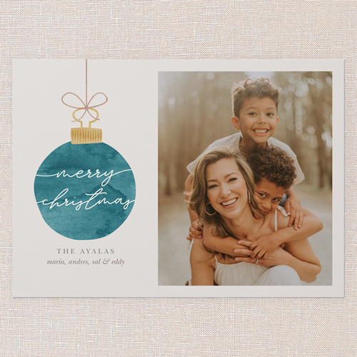 Warmhearted Watercolor Holiday Card, Blue, 5x7 Flat, Christmas, Pearl Shimmer Cardstock, Square, Blue