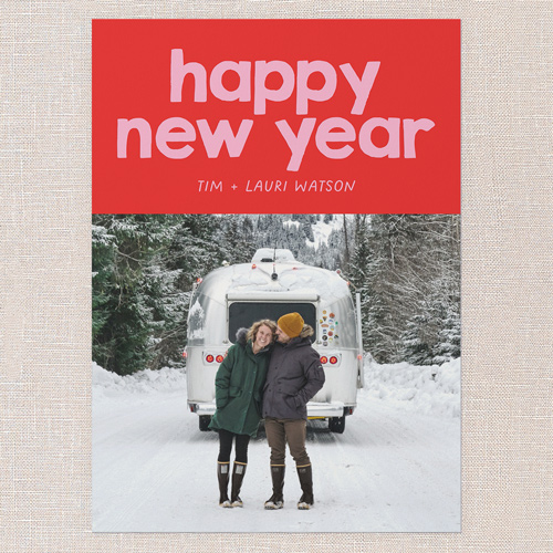 Festively Fun Holiday Card, Red, 5x7 Flat, New Year, Matte, Signature Smooth Cardstock, Square, Cherry