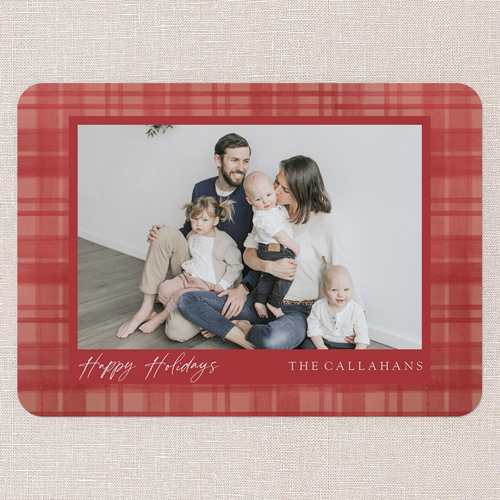 Pleasant Plaid Holiday Card, Red, 5x7 Flat, Holiday, Standard Smooth Cardstock, Rounded