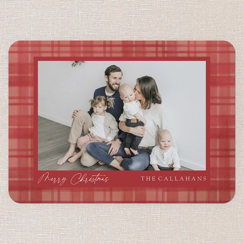 Pleasant Plaid Holiday Card, Red, 5x7 Flat, Christmas, Matte, Signature Smooth Cardstock, Rounded, Rich Red