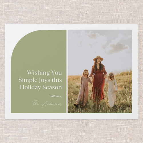 Rounded Bliss Holiday Card, White, 5x7 Flat, Write Your Own, Pearl Shimmer Cardstock, Square