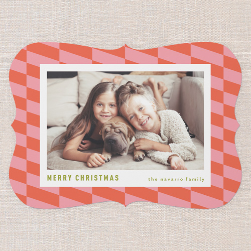 Checker Tilt Holiday Card, Red, 5x7 Flat, Write Your Own, Matte, Signature Smooth Cardstock, Bracket