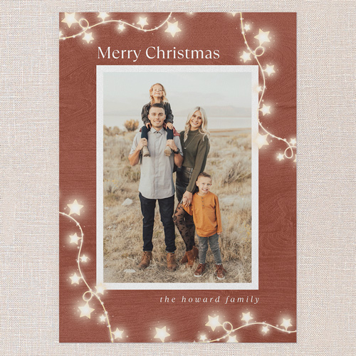 Star Lit Holiday Card, Red, 5x7 Flat, Write Your Own, 100% Recycled Cardstock , Square, Red