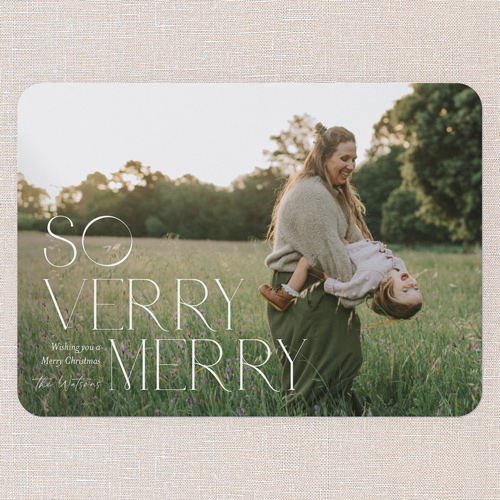 Stylized Statement Holiday Card, White, 5x7 Flat, Christmas, 100% Recycled Cardstock , Rounded