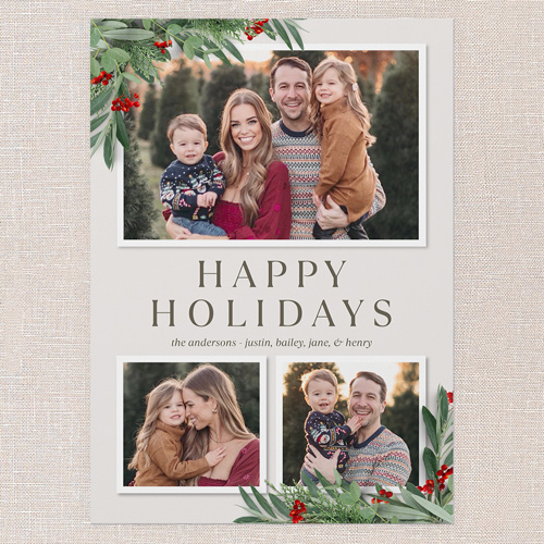 Botanical Basics Holiday Card, White, 5x7 Flat, Holiday, Pearl Shimmer Cardstock, Square, White