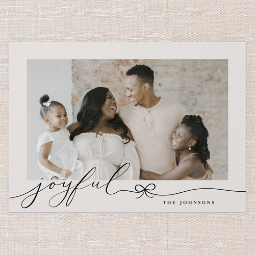 Bow Basics Holiday Card, Beige, 5x7 Flat, Holiday, Luxe Double-Thick Cardstock, Square, Cream