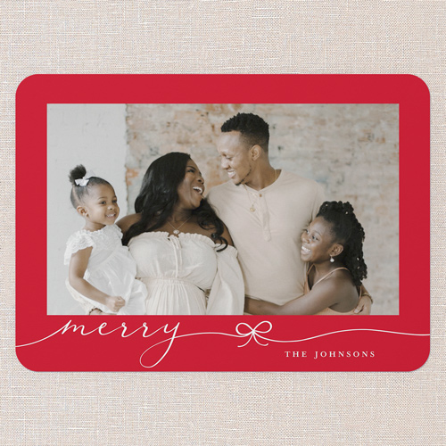 Bow Basics Holiday Card, Red, 5x7 Flat, Christmas, Matte, Signature Smooth Cardstock, Rounded