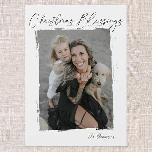 Brushwork Frame Holiday Card, White, 5x7 Flat, Religious, 100% Recycled Cardstock , Square, White