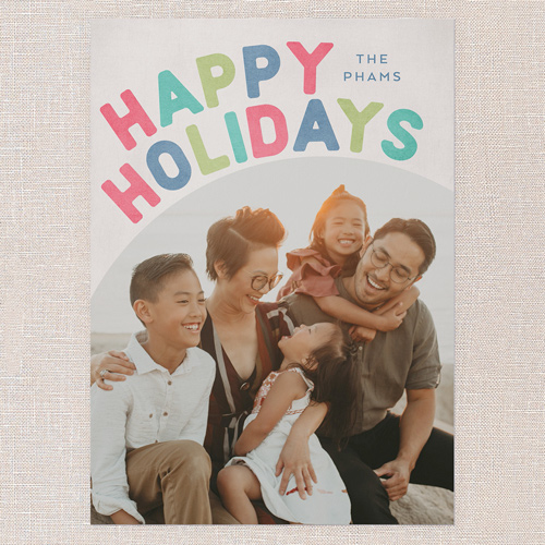 Groovy Greetings Holiday Card, Pink, 5x7 Flat, Holiday, Standard Smooth Cardstock, Square, Flamingo