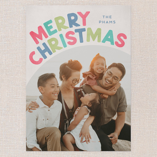 Groovy Greetings Holiday Card, Pink, 5x7 Flat, Christmas, 100% Recycled Cardstock , Square, Flamingo