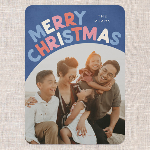 Groovy Greetings Holiday Card, Blue, 5x7 Flat, Christmas, 100% Recycled Cardstock , Rounded, Blue