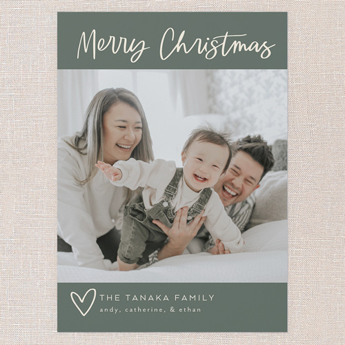 Heartfelt Charm Holiday Card, Green, 5x7 Flat, Christmas, Pearl Shimmer Cardstock, Square, Green