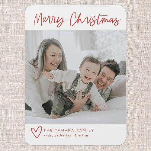 Heartfelt Charm Holiday Card, White, 5x7 Flat, Christmas, Matte, Signature Smooth Cardstock, Rounded, White