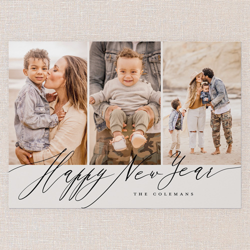 Stylized Sentiment Holiday Card, Beige, 5x7 Flat, New Year, 100% Recycled Cardstock , Square, Cream