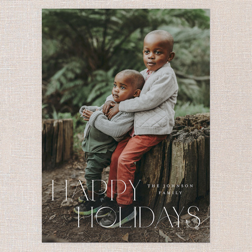 Classic Holiday Elegance Holiday Card, White, 5x7 Flat, Holiday, 100% Recycled Cardstock , Square, White