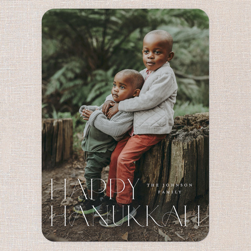 Classic Holiday Elegance Holiday Card, White, 5x7 Flat, Hanukkah, Matte, Signature Smooth Cardstock, Rounded, White