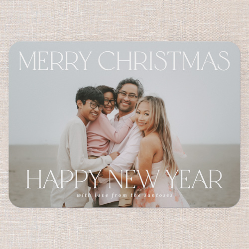 Timeless Seasonal Tidings Holiday Card, White, 5x7 Flat, Christmas, Pearl Shimmer Cardstock, Rounded, White