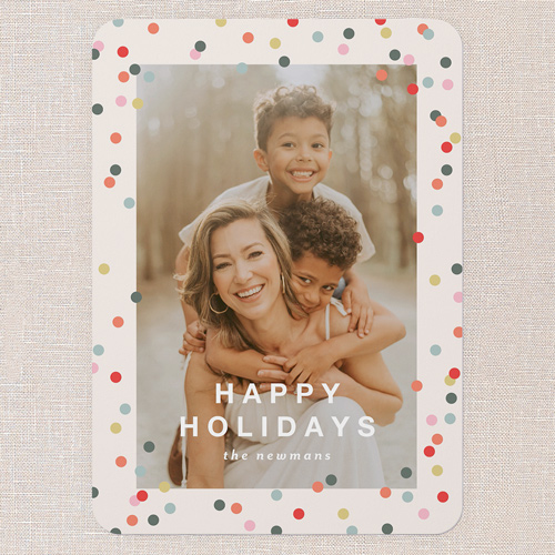 Confetti Abound Holiday Card, Beige, 5x7 Flat, Write Your Own, Matte, Signature Smooth Cardstock, Rounded